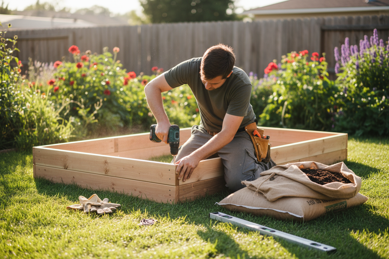 a real diy project in  a garden